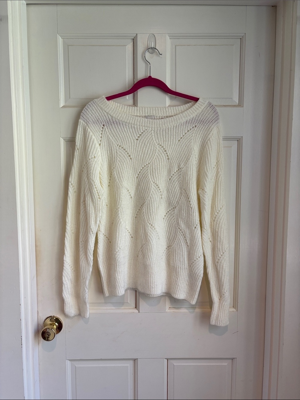 a new day Cream Cable-Pattern Scoop Neck Sweater